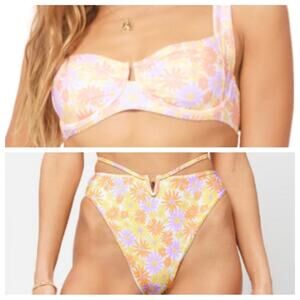 L*Space Bikini Swimsuit Camellia Top Joy Bottom Bitsy in Oopsie Daisy XL NWT